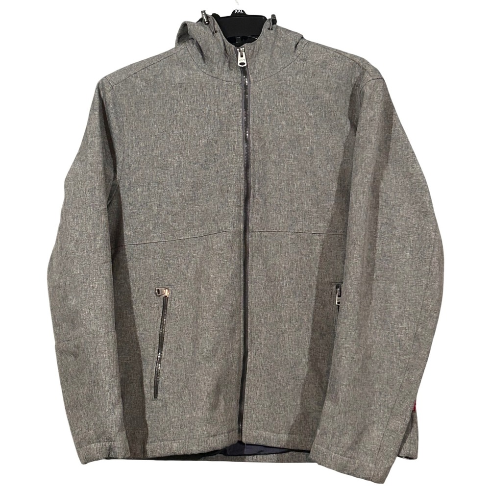 Levis Mens Grey Heather Hooded Softshell Full Zip Jacket Size M